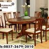 Meja Makan 6 Kursi Jati Oval