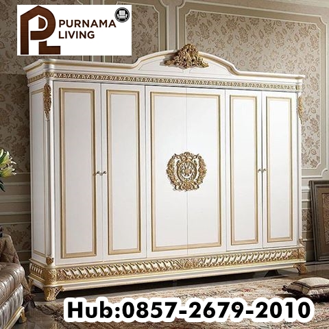Queen Crown Lemari Pakaian Terbaru Shabby Luxury Jepara TTJ-1849
