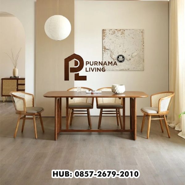 Set Meja Makan Kayu Jati Solid 4 Kursi