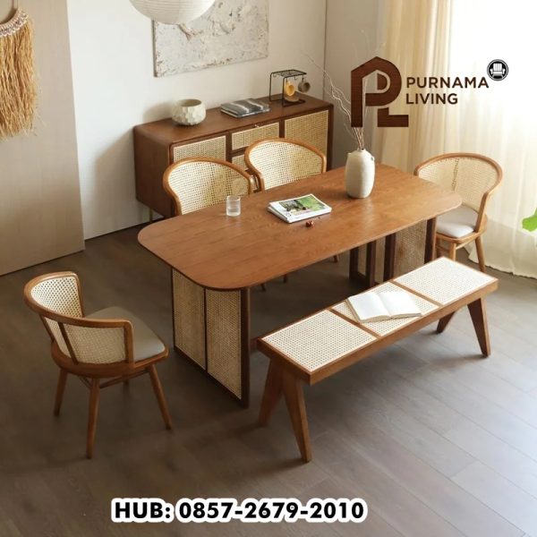Set Meja Makan Kayu Jati Solid 4 Kursi