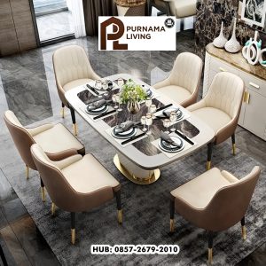 Set Meja Makan Mewah Marmer Modern