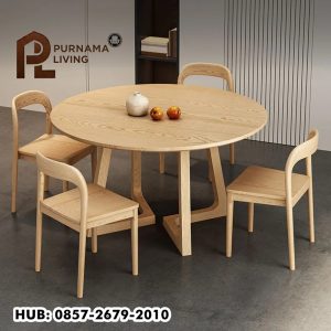 Set Meja Makan Minimalis Bundar 4 Kursi