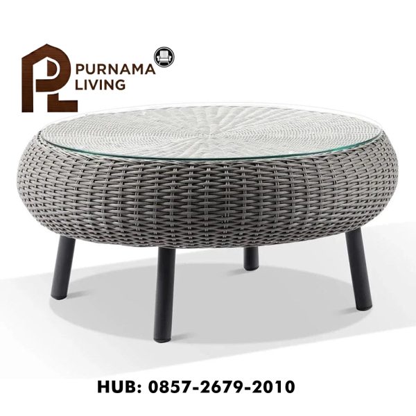 Set Sofa Santai Rotan Luar Ruangan Plantation dengan Meja Kopi Set Sofa Santai Plantation