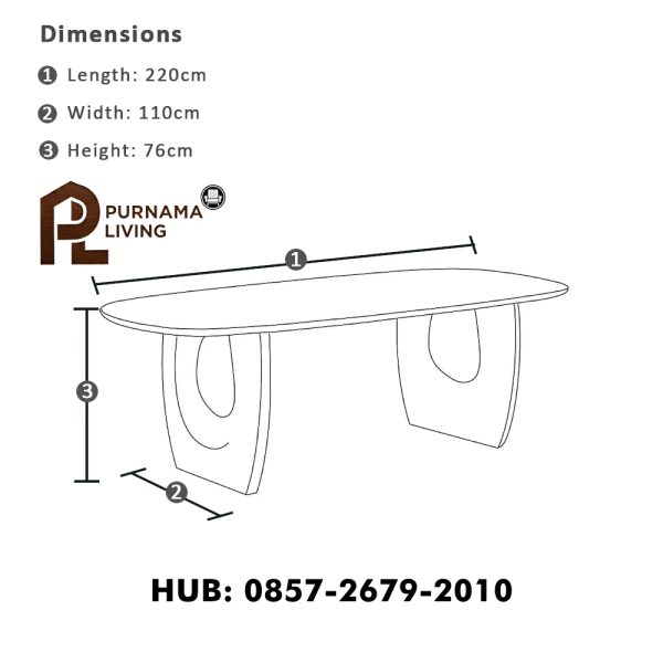 Meja Makan Abbotsbury 2,2m