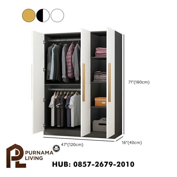 Lemari Baju Gantung Minimalis 3 Pintu
