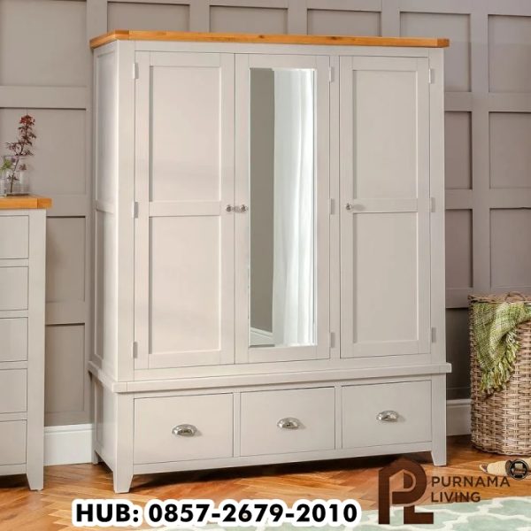 Lemari Baju Minimalis 3 Pintu Downton Grey