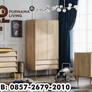 Lemari Pakaian Anak Kayu 2 Pintu