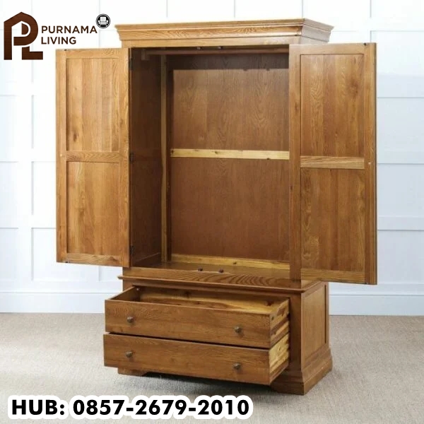 Lemari Pakaian Jati 2 Pintu French Louis