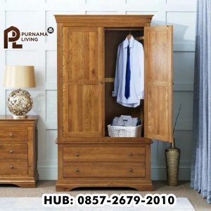 Lemari Pakaian Jati 2 Pintu French Louis