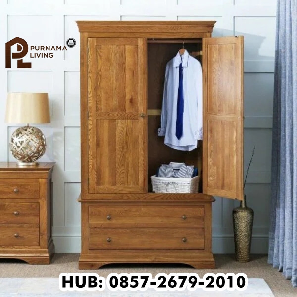 Lemari Pakaian Jati 2 Pintu French Louis