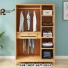 Lemari Pakaian Kayu Minimalis 3 Pintu Natural
