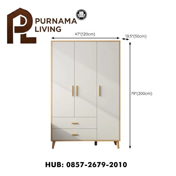 Lemari Pakaian Minimalis 3 Pintu Modern