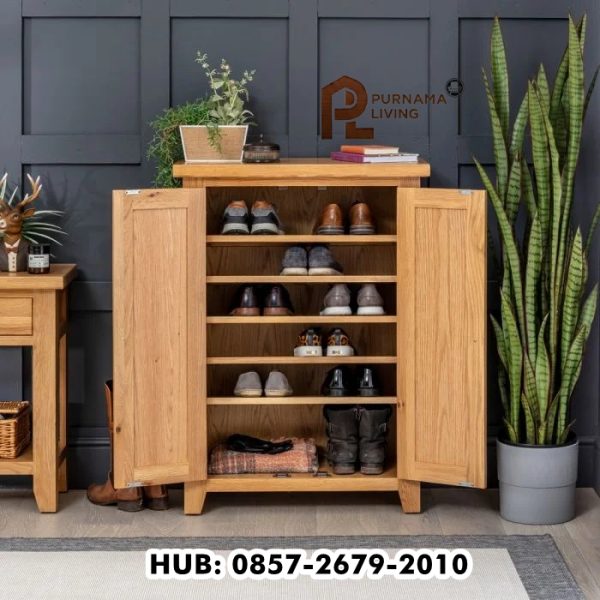 Lemari Sepatu Kayu Minimalis 2 Pintu