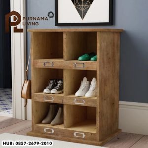 Rak Sepatu Minimalis Kayu Jati