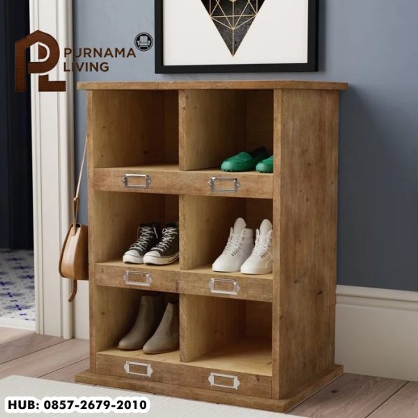 Rak Sepatu Minimalis Kayu Jati