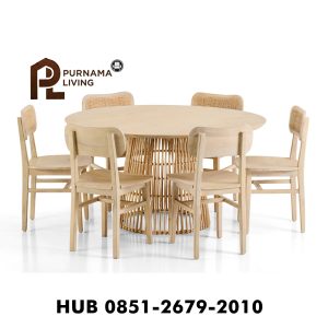Set Meja Makan Bundar Tamborine 6 Kursi Ettalong