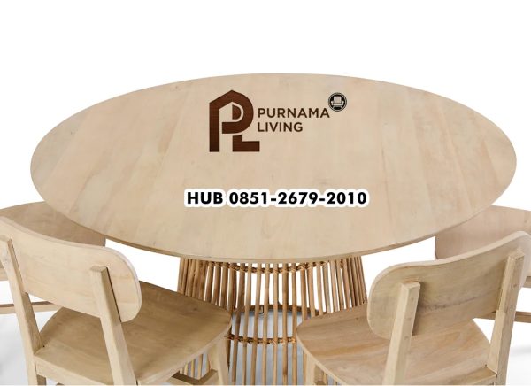 Set Meja Makan Bundar Tamborine 6 Kursi Ettalong