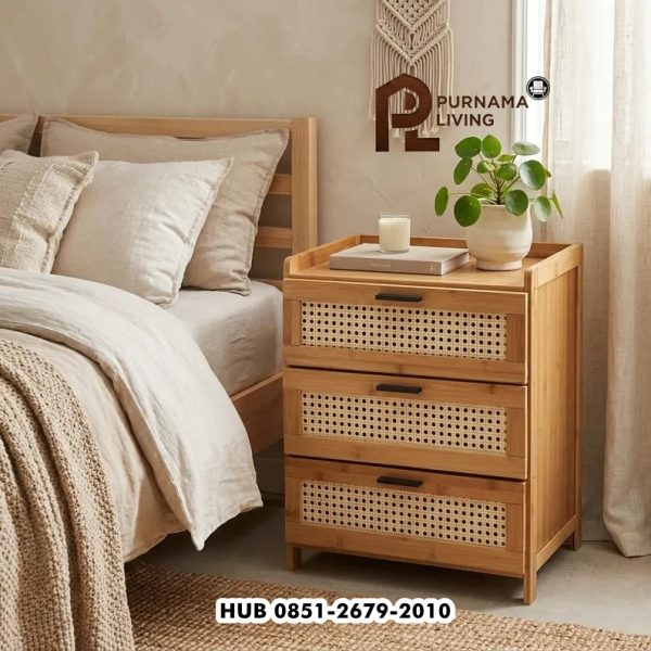 Nakas Bambu dengan 3 Laci