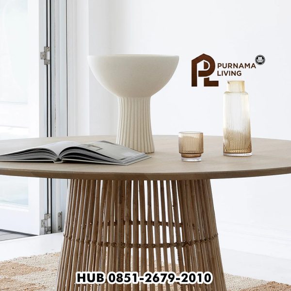 Set Meja Makan Bundar Tamborine 6 Kursi Ettalong