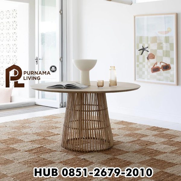 Set Meja Makan Bundar Tamborine 6 Kursi Ettalong