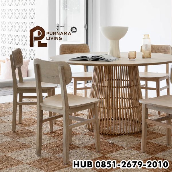 Set Meja Makan Bundar Tamborine 6 Kursi Ettalong