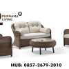 Set Sofa Santai Rotan Luar Ruangan Plantation dengan Meja Kopi Set Sofa Santai Plantation