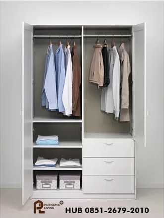 Lemari Pakaian 2 Pintu 3 Laci Minimalis
