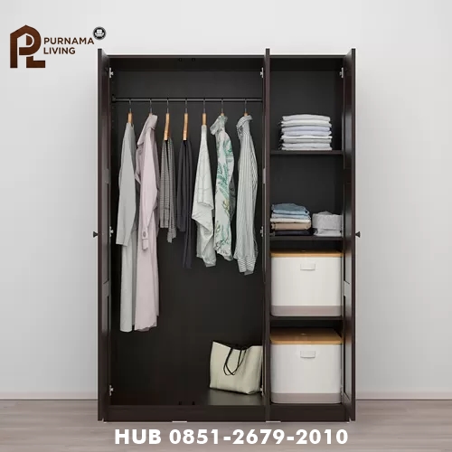 Lemari Pakaian 3 Pintu Warna Hitam