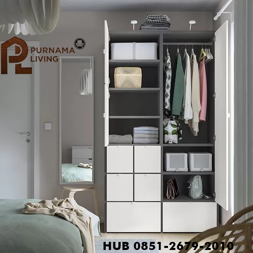 Lemari Pakaian Abu Silver Modern