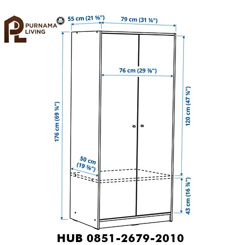Lemari Pakaian Modern 2 Pintu