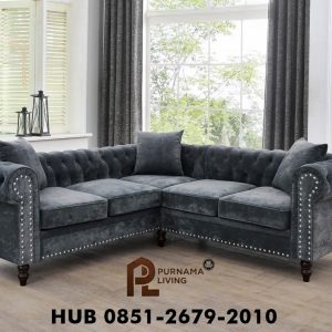 Flannel Set Sofa Tamu L Shape Minimalis Modern