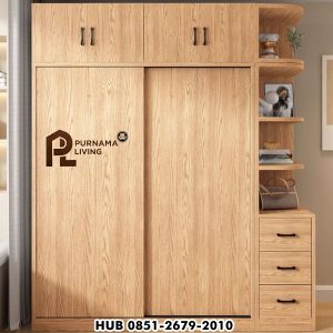 Lemari Pakaian Minimalis Pintu Sliding Dengan Rak
