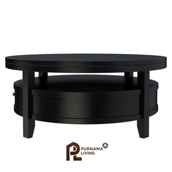 Meja Kopi Bundar Modern Hitam Model Toledo
