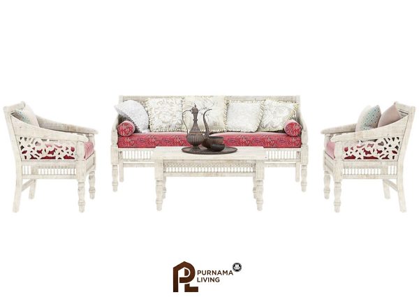 Set Sofa 4 Bagian Ukiran Klasik Gaya Maroko Pennsylvania