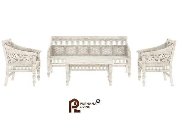 Set Sofa 4 Bagian Ukiran Klasik Gaya Maroko Pennsylvania