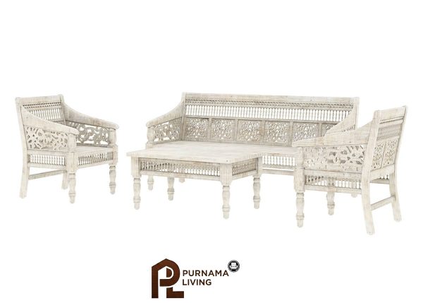 Set Sofa 4 Bagian Ukiran Klasik Gaya Maroko Pennsylvania