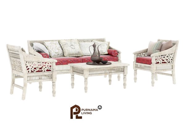 Set Sofa 4 Bagian Ukiran Klasik Gaya Maroko Pennsylvania