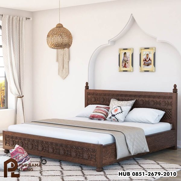 0405696_newari-rustic-solid-wood-traditional-hand-carved-platform-bed Difan Platform Gaya Tradisional Model Newari