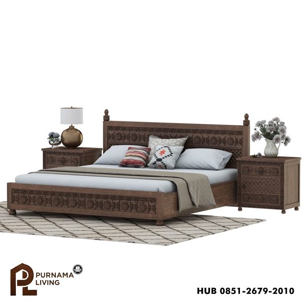 0405701_newari-rustic-solid-wood-traditional-hand-carved-platform-bed Difan Platform Gaya Tradisional Model Newari