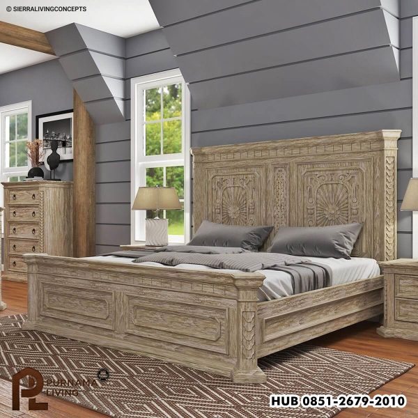 0406092_nebula-traditional-style-rustic-solid-wood-platform-bed Difan Platform Bergaya Tradisional Nebula