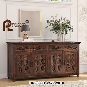 Bufet Panjang Tradisional Rustic 4 Laci