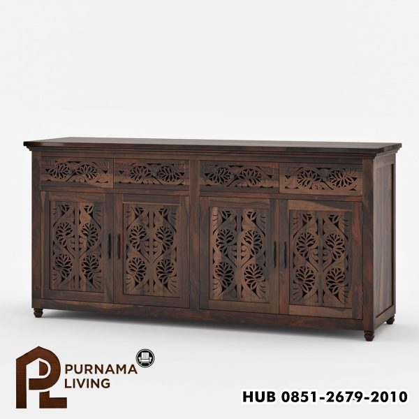 Bufet Panjang Tradisional Rustic 4 Laci