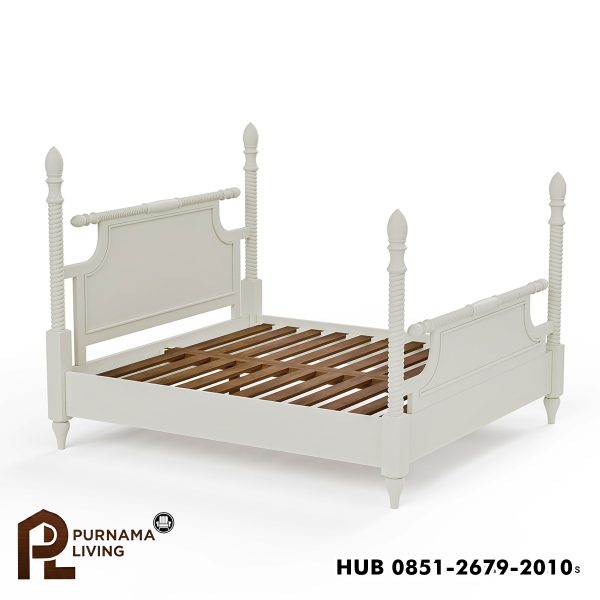 0410218_hartlepool-white-solid-wood-platform-4-poster-bed Difan Modern Duco Putih Model Hartlepool