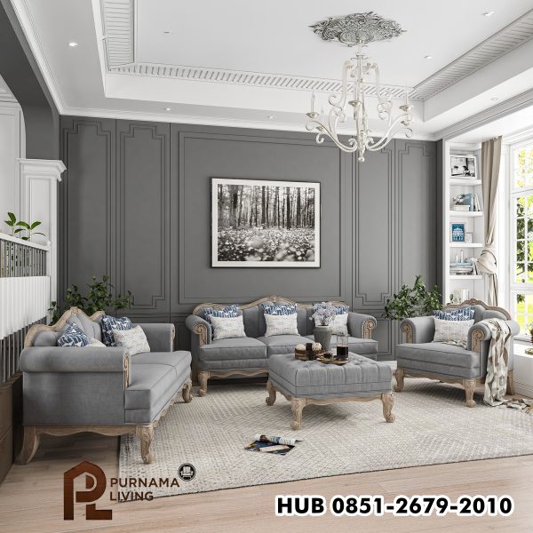 Set Sofa Tradisional 4 Bagian Gaya Sorocaba