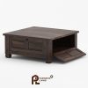 Meja Kopi Rustic Persegi 4 Pintu Modern