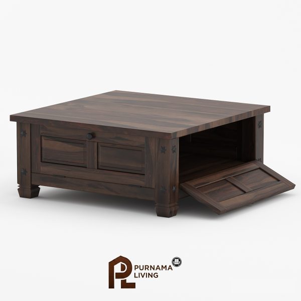 Meja Kopi Rustic Persegi 4 Pintu Modern