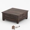 Meja Kopi Rustic Persegi 4 Pintu Modern