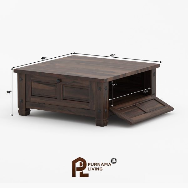 Meja Kopi Rustic Persegi 4 Pintu Modern