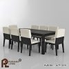 Set Meja Makan Parsons Modern Hawkins 8 Kursi