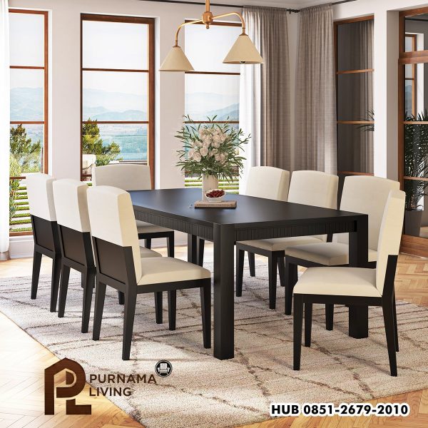 Set Meja Makan Parsons Modern Hawkins 8 Kursi